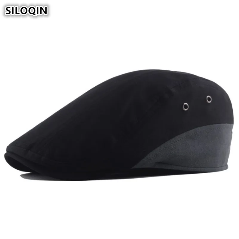 

SILOQIN Snapback Cap Men's Cotton Berets British Breathable Fashion Youth Hats 2019 New Adjustable Head Size Panama Dad's Hat