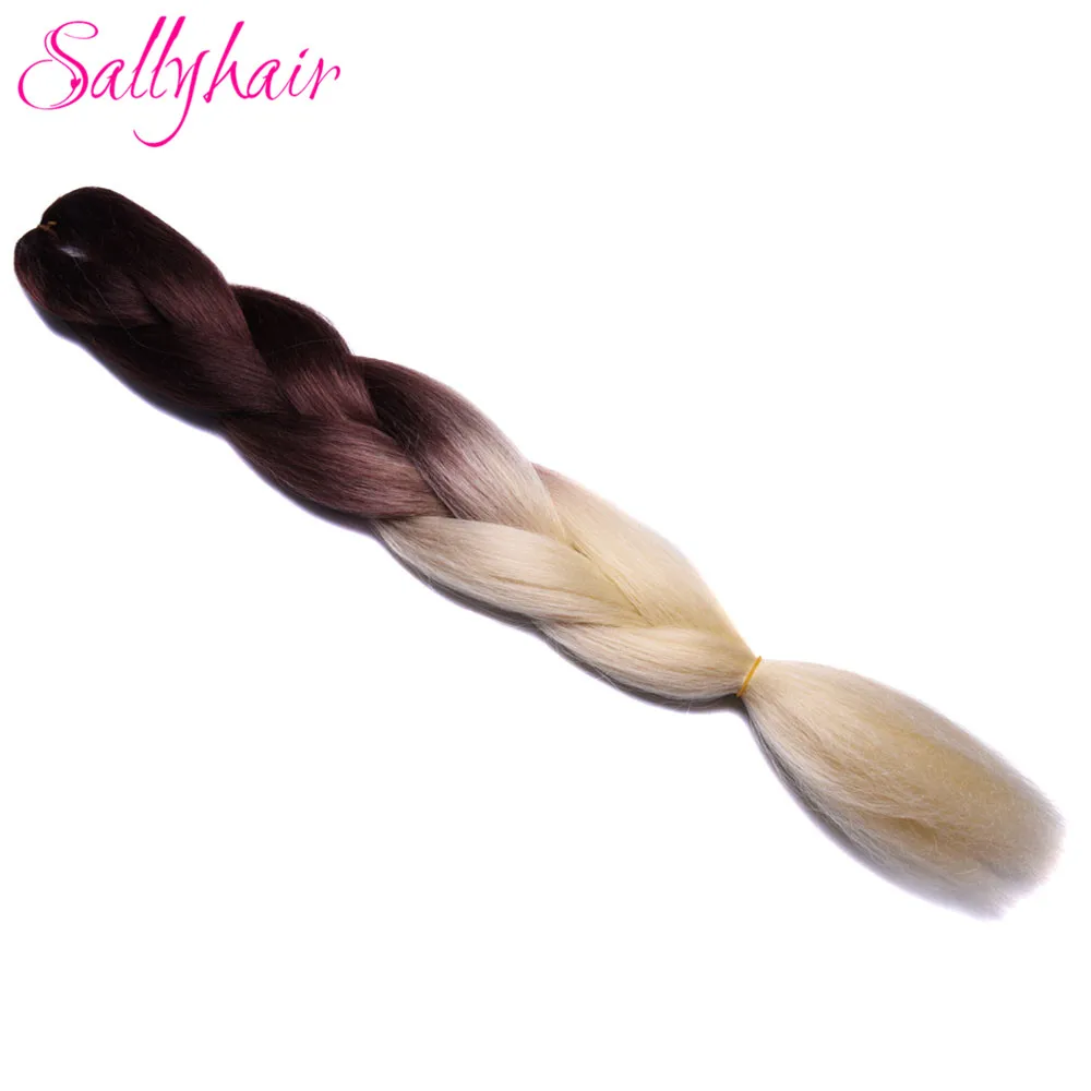 Jumbo косы ombre плетение волос 2 3 тон чёрный; коричневый розовый цвет sallyhair 24 дюйма высокой Температура Волокно Синтетические волосы расширение - Цвет: #3