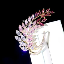 ASNORA Broche de circonitas rosadas de alta calidad para mujer, chaqueta de abrigo o un ramo da sposa abiti da sposa