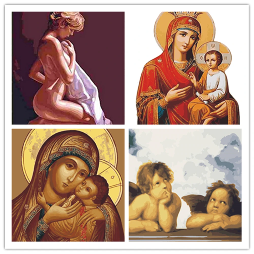 

40*50cm With diy frame hand painted Our lady and Son religious painting pictures by numbers modular picture on the wall RS240