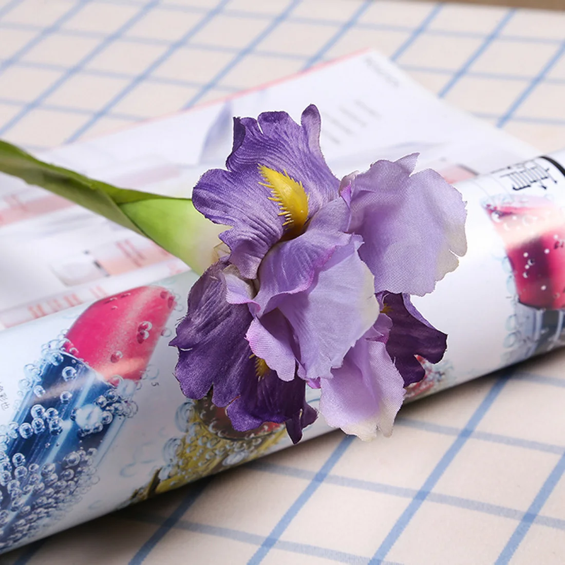 

DIY Wreath Mini Head Flower Irish Iris Flower Branch Artificial Fake Flower for Spring Wedding For Wedding Home Decoration 60cm