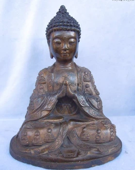 

8" China bronze gild carved many buddha of Sakyamuni sculpture statue