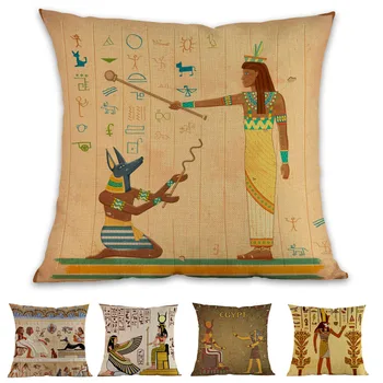 

Ancient Egypt Culture Hieroglyphics Pharaoh Sphinx Pyramid Mummies Pillow Case Home History lovers Sofa Decorative Cushion Cover