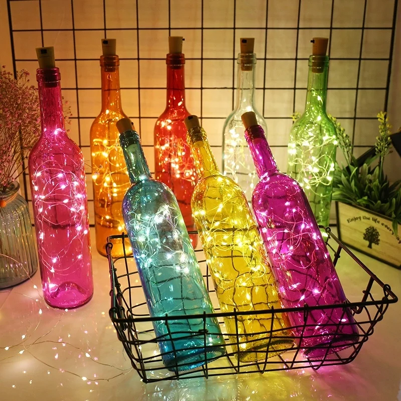 

9 Colors Bottle Light Super Bright LED Wine Bottle Cork Lights for Wedding Festival Party Decor Light Copper Wire Lights 5 Pack
