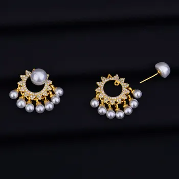 

GODKI New Simulated Pearl Clear Cubic Zirconia Women Engagement Earrings Studs Jewelry Party Gift