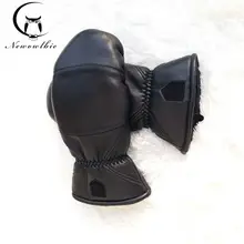 Женские кожаные перчатки из овчины, боксерские перчатки, уличные утолщенные теплые зимние перчатки, двойные теплые спортивные перчатки большого размера