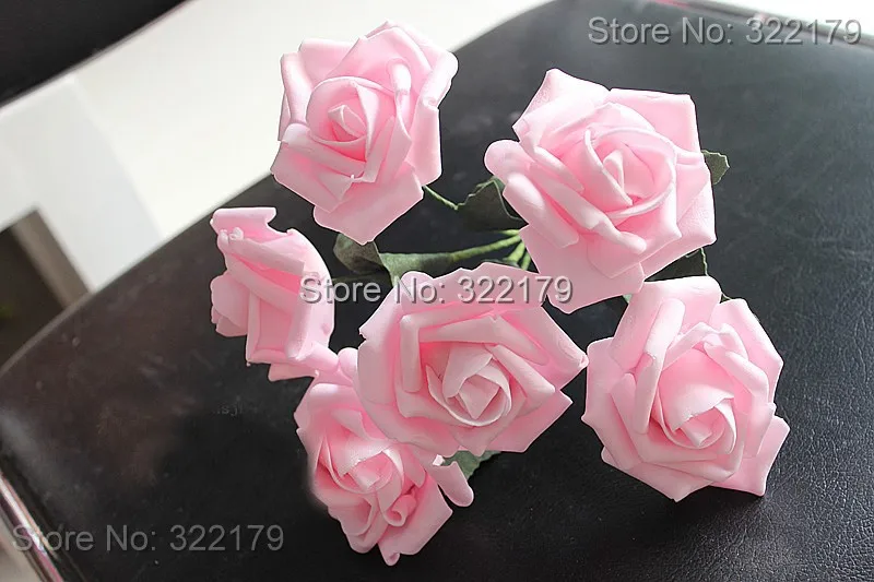 72 шт. поддельные цветы пены розы различных цветов Свадебные цветы украшение в середине стола для свадеб свадебная одежда подружки невесты букет из цветов - Цвет: Light Pink