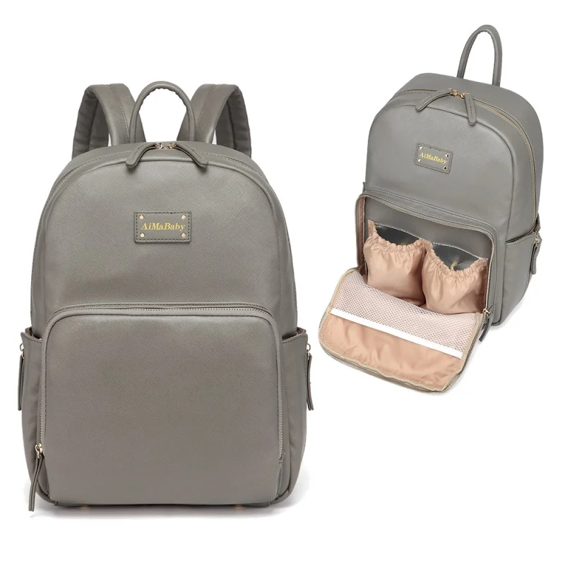 Сумка-Органайзер для детских подгузников из искусственной кожи, модная сумка для мам, рюкзак для беременных, брендовые сумки для подгузников, рюкзаки для мам и мам - Цвет: 168 gray