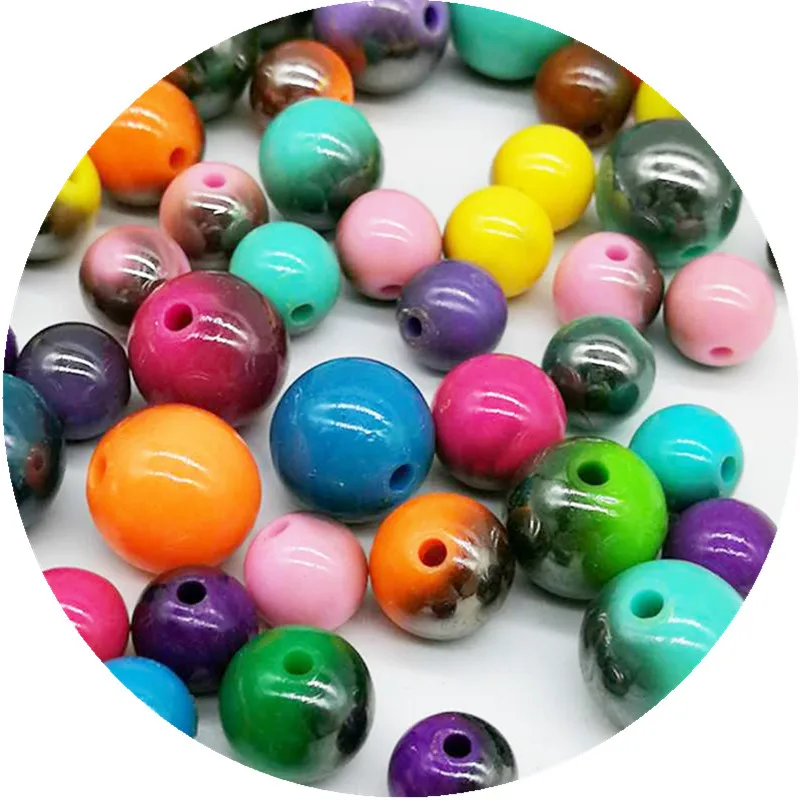 10/12/14mm 50/30/20/pcs Hot Fashion Cheap Acrylic Symphony Beads Round Shape For Jewelry Making DIY Fit Bracelets Necklaces | Украшения и