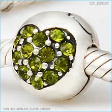 Adapta Europea Pandora Charm Bracelet Rhinestone de La Cz Cristal Del Amor Del Corazón 925 Plata Esterlina Lock Clip Tapón de Cuentas