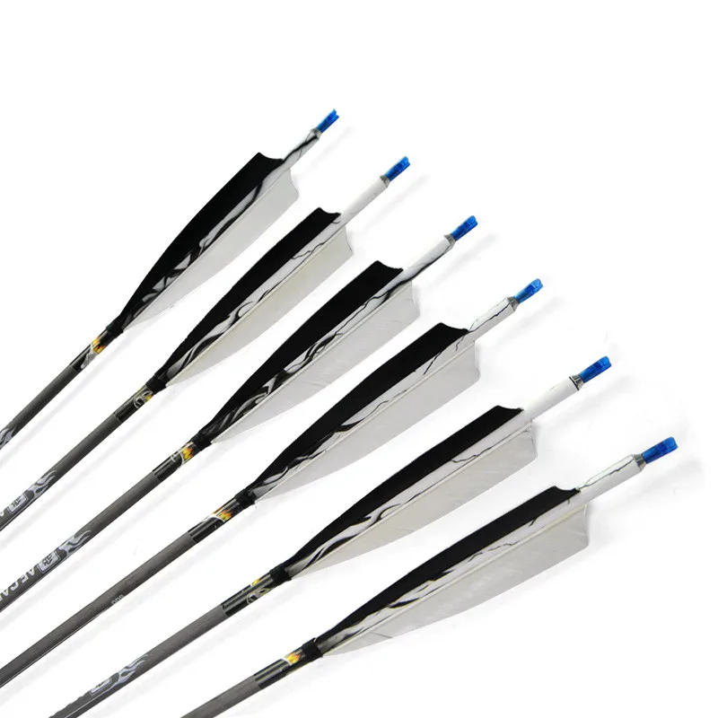 10Pcs 31" Archery Carbon Arrow Spine 500 Pure Carbon Arrows With Turkey Feather For Bow Outdoor Training Shooting Accessories