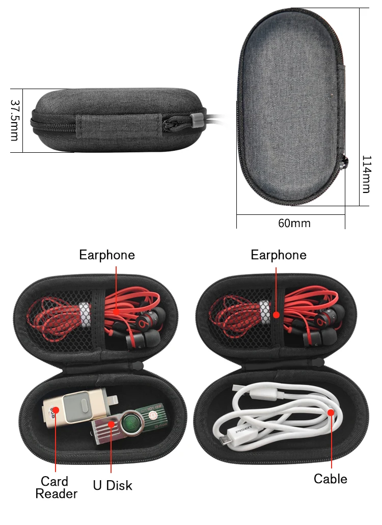 06 Liboer Hard Organizer Earphone Case Storage Small Earphone Bag Mini Earphones Pouch EVA Protective Case for Earphones and Cables