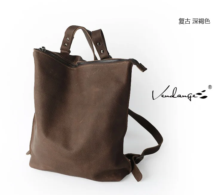 Vendange оригинальная простая Ретро сумка из натуральной кожи ручной работы рюкзак из коровьей кожи 2455