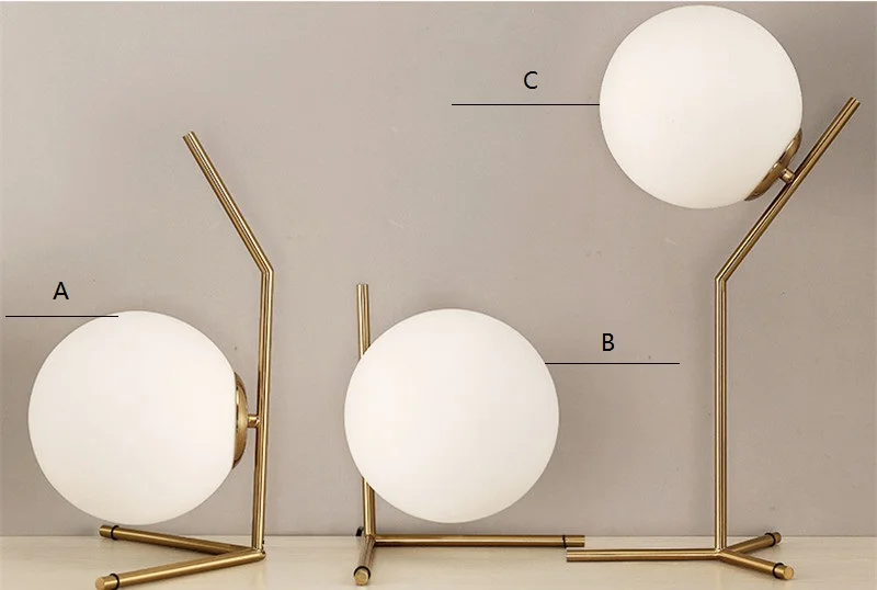 Современный скандинавский Стеклянный Шар Настольная лампа ретро Винтажная настольная лампа E27 Лофт для спальни рядом с лампой золотой черный Евро штекер