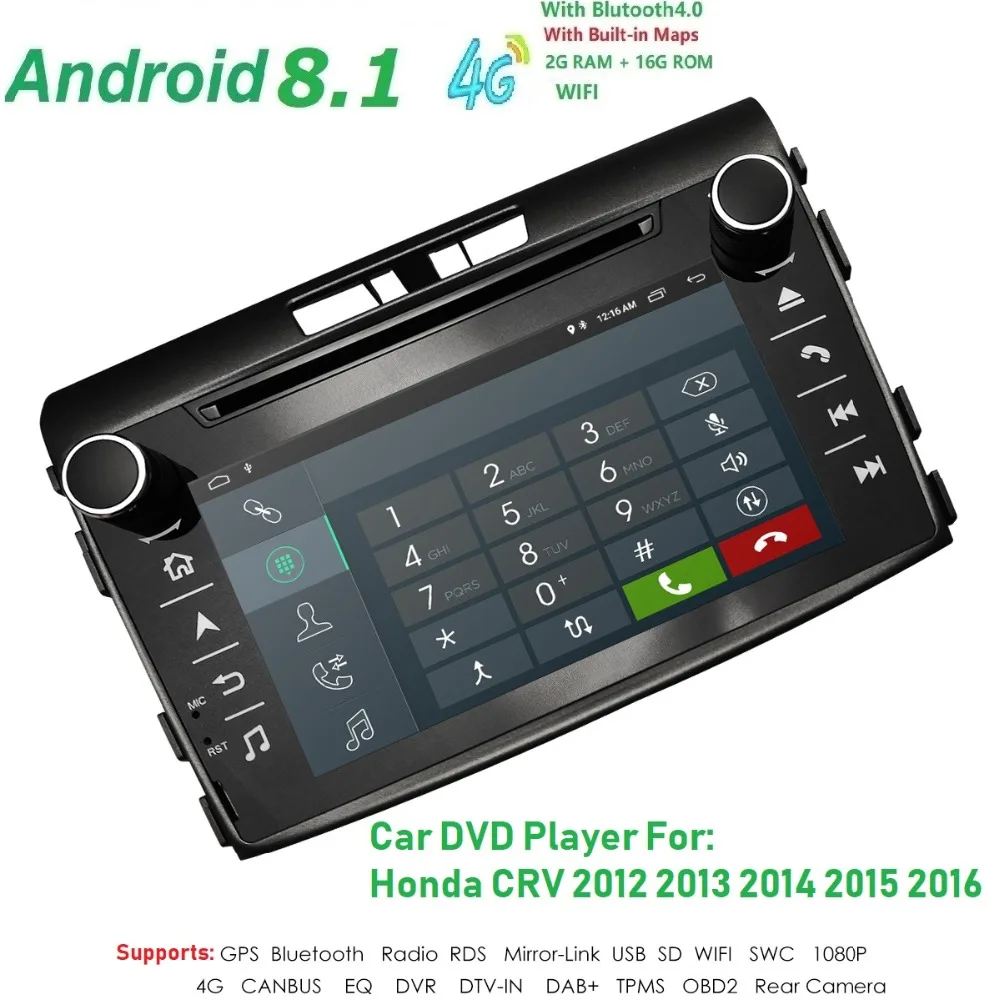 

Hizpo QuadCore 2G+16G 2 DIN Android 8.1 Car DVD Player For HONDA CRV CR-V CR V GPS Navigation Radio 4GWIFI Multimedia Stereo DAB
