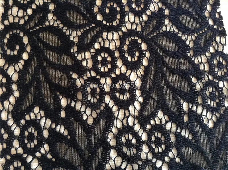 

High quality bunch leaf jacquard light elastic hollow-out lace fabric,XERY-A5041
