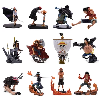 12 Styles Anime One Piece Going Merry Luffy Sabo Ace Jinbe Shanks Chopper Mihawk PVC Action Figure Doll Collectible Model Toy anime one piece figure one of the four kings shanks pvc action figure collection model toy