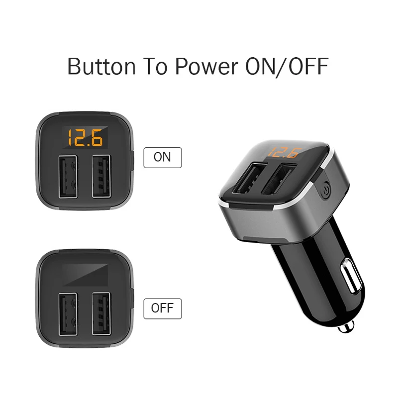Светодиодный светильник с дисплеем, автомобильное зарядное устройство QC3.0, адаптер быстрой зарядки 15,5 Вт, автомобильное зарядное устройство с двумя usb-портами для зарядки
