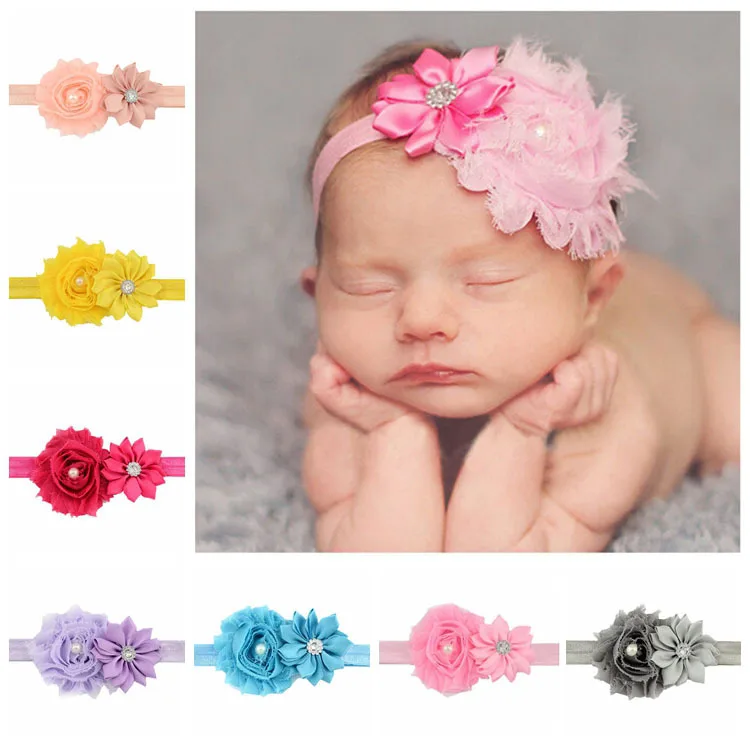 12pcs/lot Baby Headbands Hair ornaments Children Flower Pearl Infant