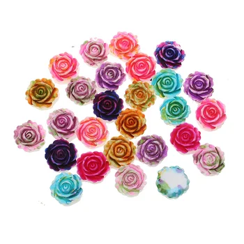 

50Pcs 12x11mm Rose Flowers Resin Flowers Decorations Crafts Flatback Cabochon Embellishments For Scrapbooking Diy Accessories