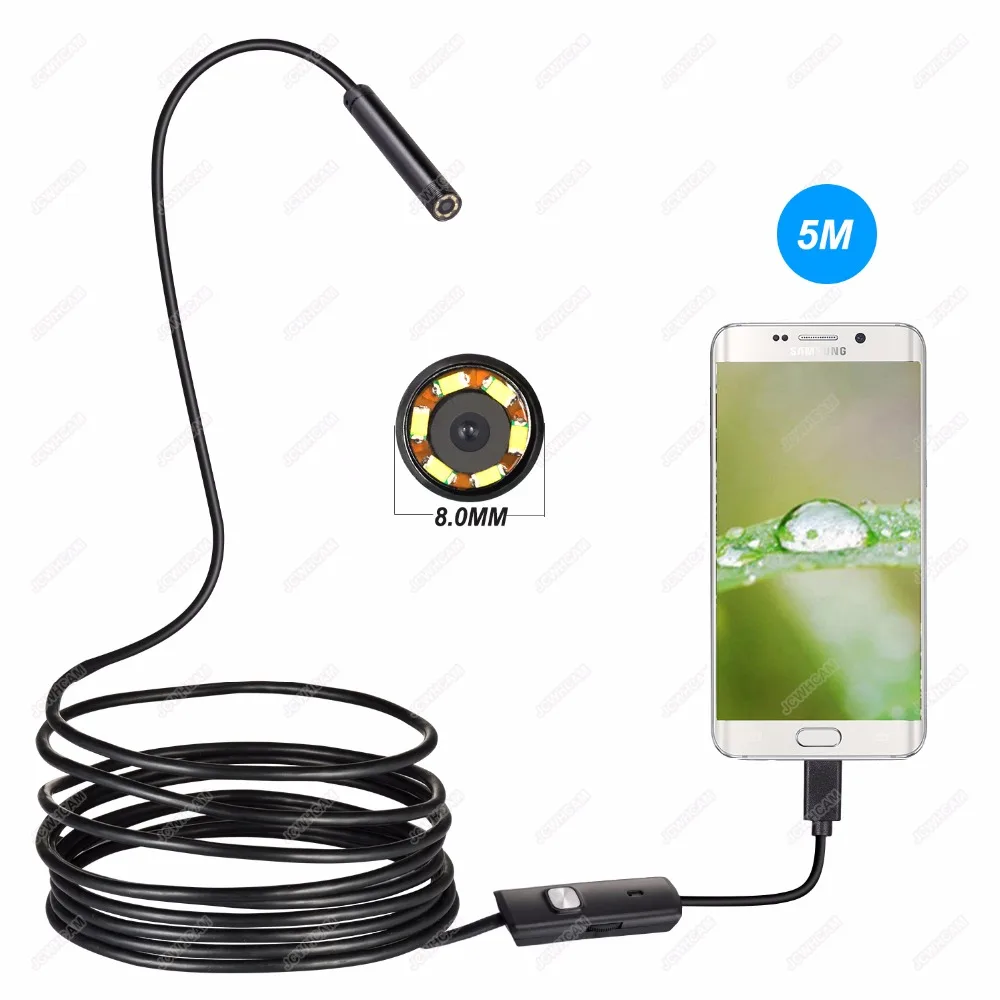 Beste 1 2 3 5 m 8mm USB Endoscoop Waterdichte Android Borescope Riool Camera Voor OTG USB draad Snake Tube Camera Auto Inspectie