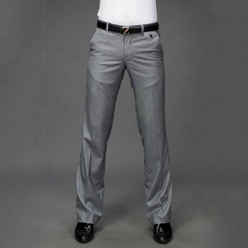 Men's Suit Pants Micro-horn trousers Male Business White Straight Wide-leg Suit Pants British Casual Men's big