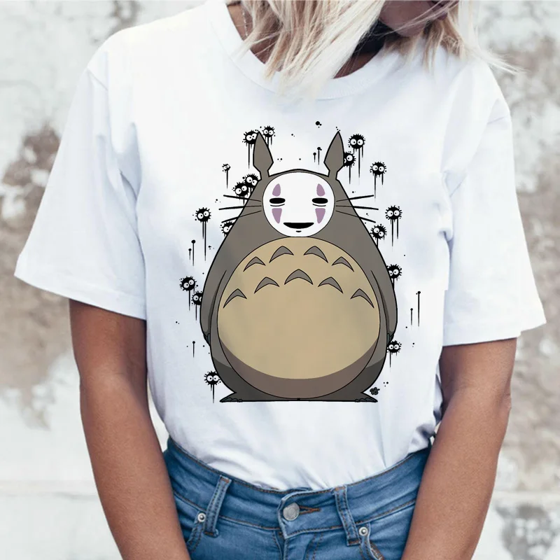 Totoro футболка Женская Топ Футболка корейский стиль Kawaii 80s 90s Графический Harajuku женский Ulzzang Повседневный корейский - Цвет: 2272