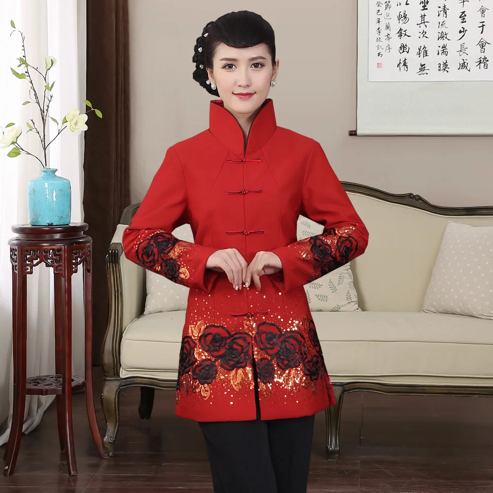 Buy Traditional Chinese Dust Coat Women's Cotton Long