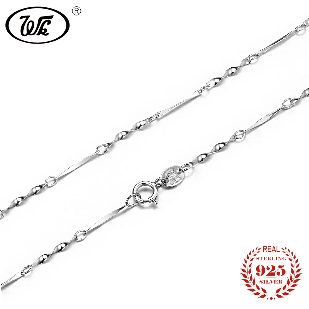 

WK Real Pure 925 Sterling Silver Chain Necklace Women Simple Thin Link Chains For Woman Solid S925 Necklaces NEW DESIGN BW NA033