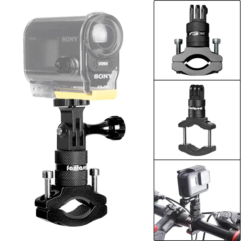 

Aluminium Alloy Rotary Bicycle Motorcycle Handlebar Mount Holder Kit Action Camera Bracket Clamp for Gopro Sony Eken Xiaomi Yi