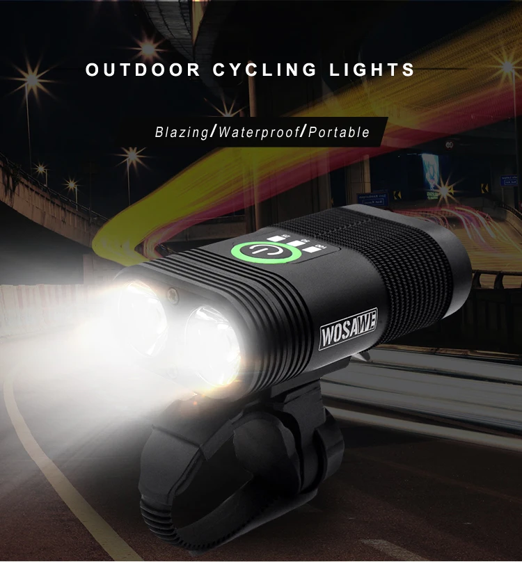 Best WOSAWE 2400 Lumen Bike Lights 5 Mode IP-67 Waterproof Aluminum Alloy Bicycle LED Headlight USB Rechargeable Cycling Flashlight 0