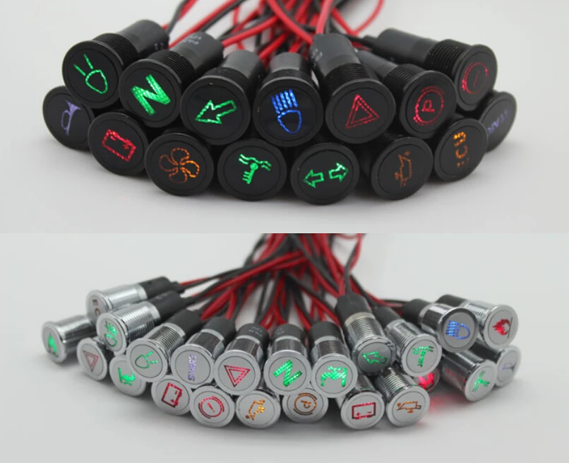 Waterproof FILN 12V LED Car Boat LED Warning Dashboard Signal Lights Instrument Pilot Lamp 220V 10mm 4