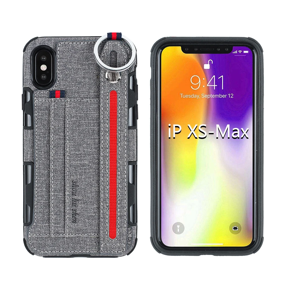 Джинсовый браслет из искусственной кожи чехол для iPhone X XS MAX XR 6 6s 7 8 Plus противоударный флип многофункциональный чехол-кошелек с отделением для карт - Цвет: Grey