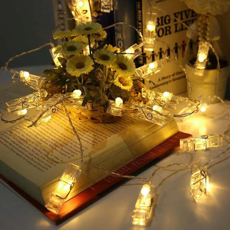 Photo Card Clip Holder LED String Lights 1M 2M 3M 4M Christmas New Year Wedding Home Decoration Fairy Light Battery USB Powered (11)