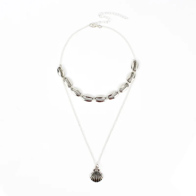 Женское ожерелье с подвеской в виде ракушки из сплава