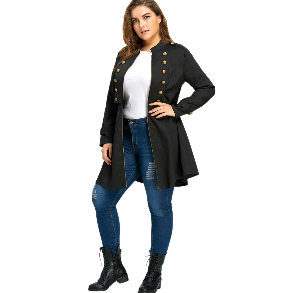 Couleur Wear Lady Green Manteaux purple wine Work Fusée Taille Femmes Noir Red La Office army Belle Black Double Outwear Tranchée Manteau Boutonnage Plus ZCOn0nwq