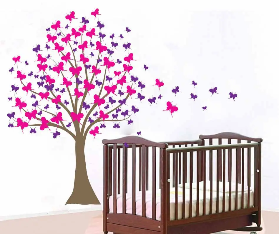 Baby Girl Nursery Tree Wall Sticker Large Tree Vinyl Wall Decals Kids Room DIY Tree Sticker with