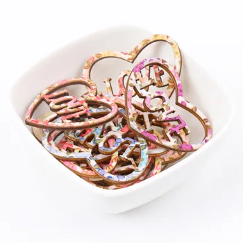 

Natural Wooden Hollow Love Heart Pattern Scrapbook Craft Embellishments Handmade DIY Handicraft Home Decoration 33x40mm 20pcs