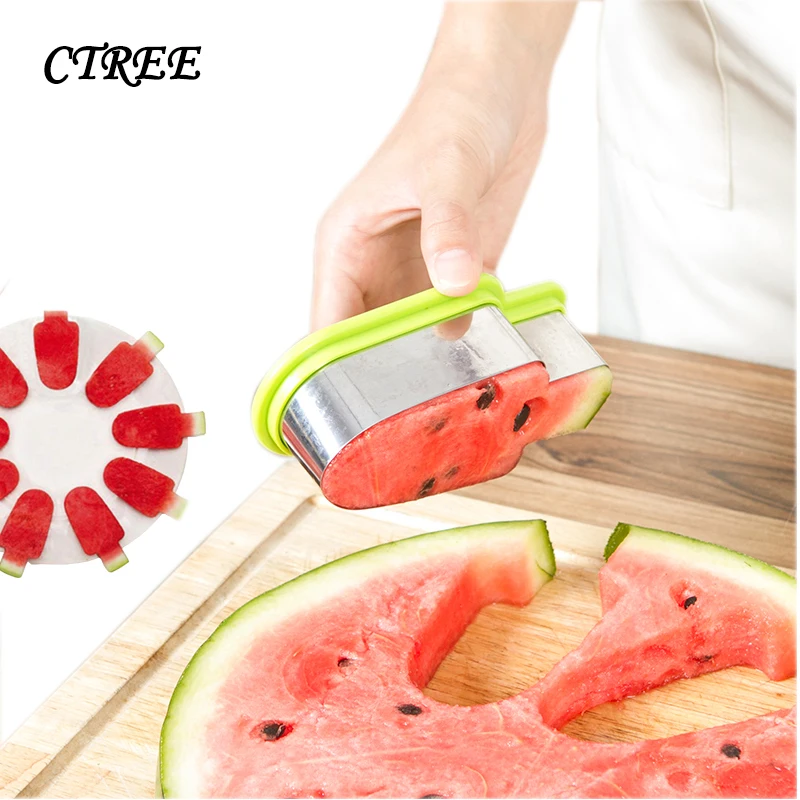 

CTREE 1Pc DIY Watermelon Slicer Stainless Steel Knives Watermelon Fruit Plate Popsicle Ice Cream Model Kitchen Melon Gadget C278