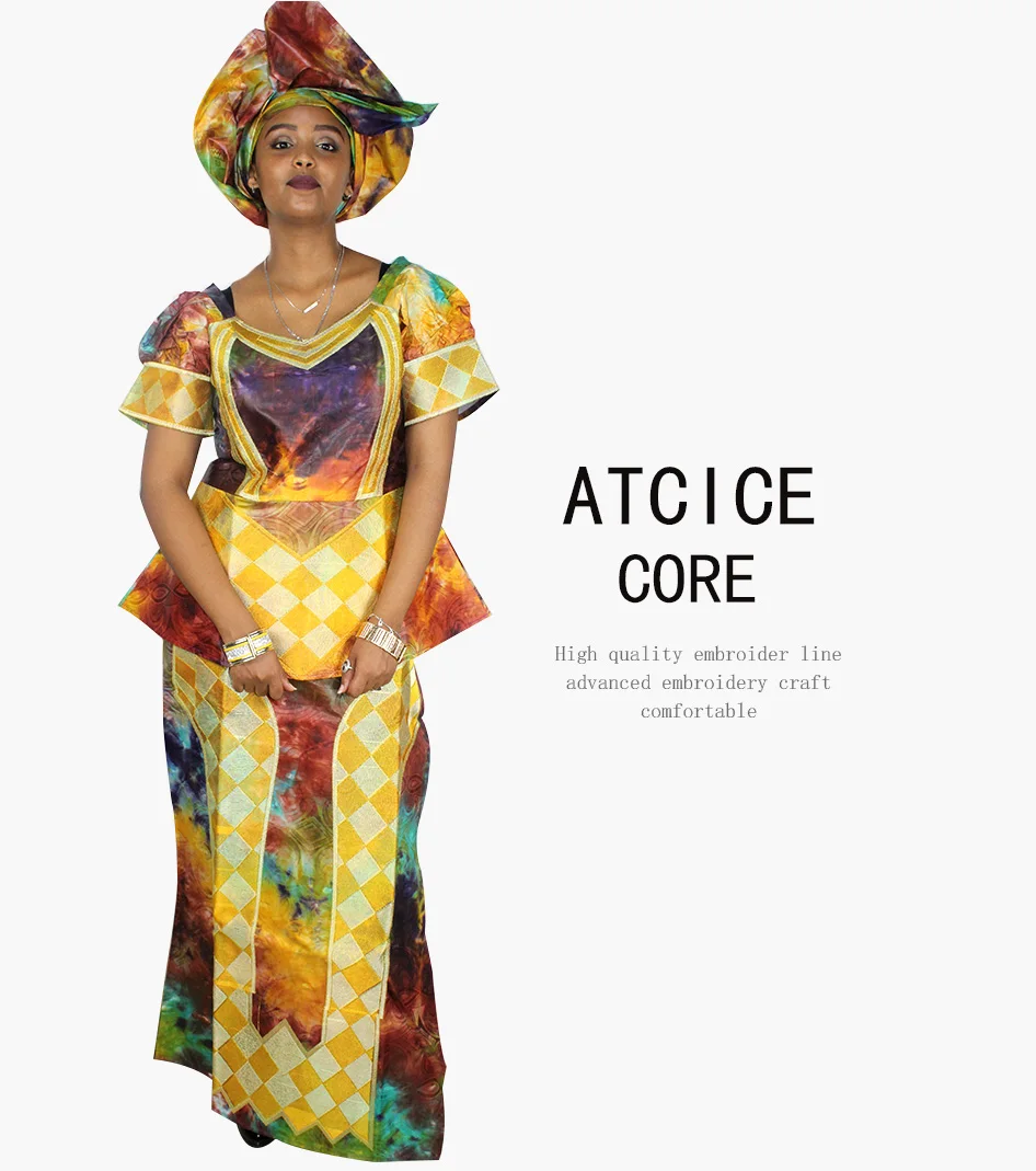 Африканские платья для женщин хлопок Новая африканская мода DEISGN BAIZN RICHE вышивка африканская одежда DP126