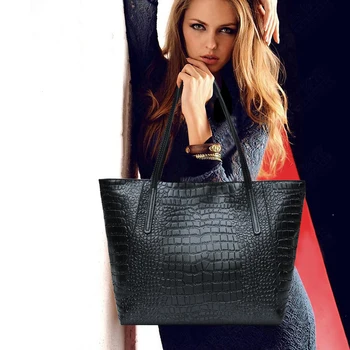 

Women Handbags Genuine Leather Office Alligator Female Bag High Quality Casual Real Cow Leather Ladies Shoulder Messenger Bag