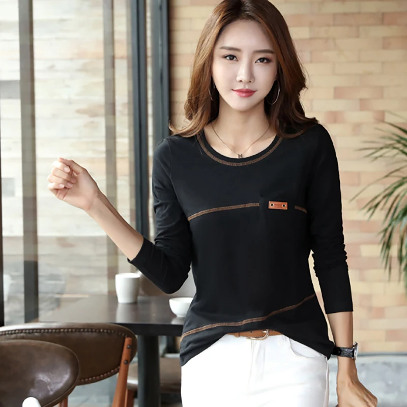 Shintimes Vetement Femme 2018 Camiseta de manga larga mujeres Vogue Camiseta mujeres camisetas bolsillos Camiseta femenina Poleras Mujer Shintimes Vetement Femme 2018 Camiseta de manga larga mujeres Vogue Camiseta mujeres camisetas bolsillos Camiseta femenina Poleras Mujer