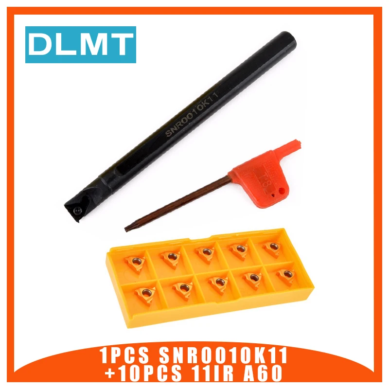 

1PCS SNR0010K11 CNC shank Internal thread cutter +10pcs 11IR A60 Carbide Inserts Golden Blades Built-in wrench