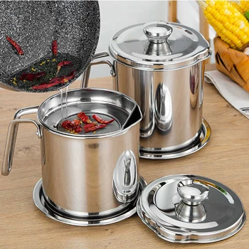 

Grease Container 304 Durable Stainless Steel Rustproof Premium Cooking Oil Can Mesh Strainer for Home Oil Filtering Kitchen