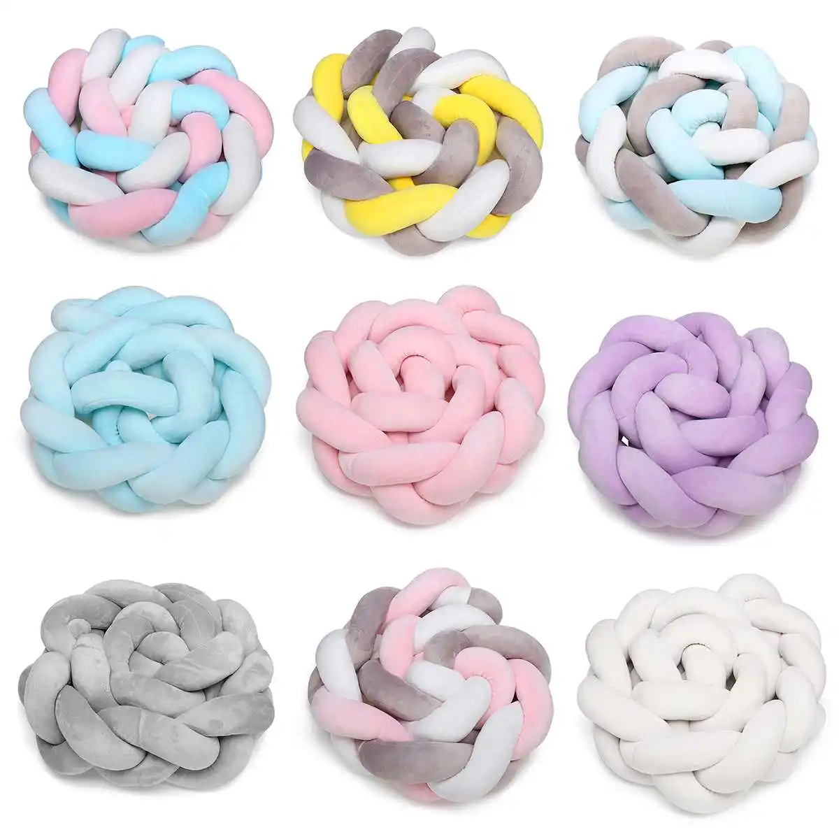 

bioby 400cm Baby Bed Bumper Knot Crib Pad Protection Cot Bumpers Long Knotted Braid Pillow Room Decor