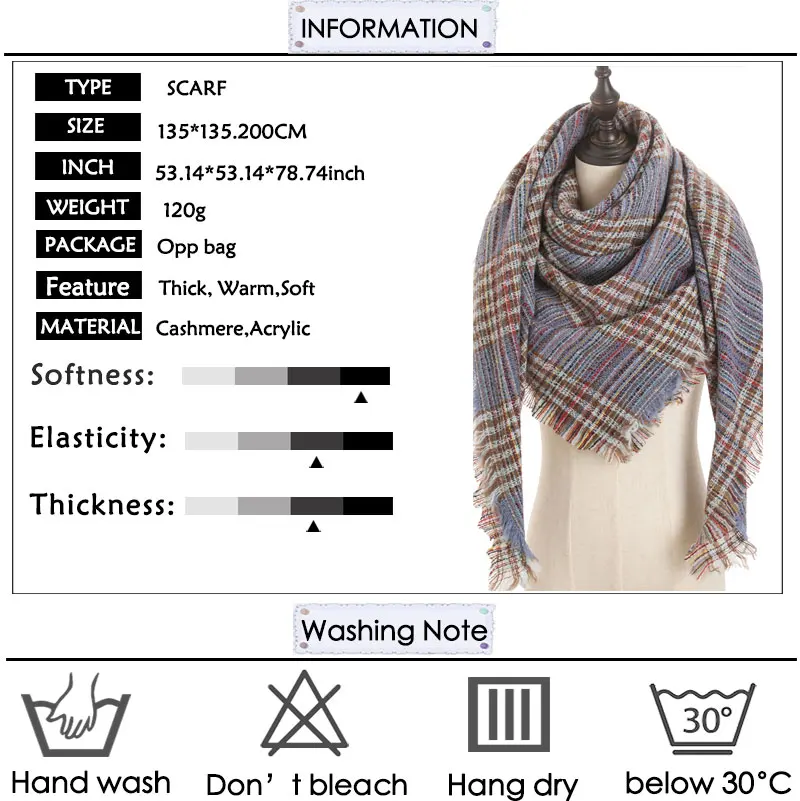 2021 new Cashmere Scarf For Women Plaid Knitted Triangle Pashmina Winter Warm Shawl Wraps Bufanda Female Soft Neck Echarpe