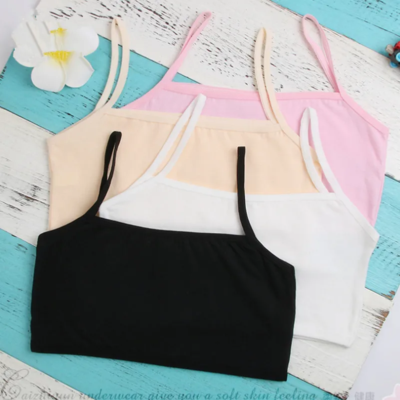 

New Arrival Girls Camisole Hot Sale Fashion Sport Undies Cotton Vest Solid Quality Tank Tops Kids Clothing Models
