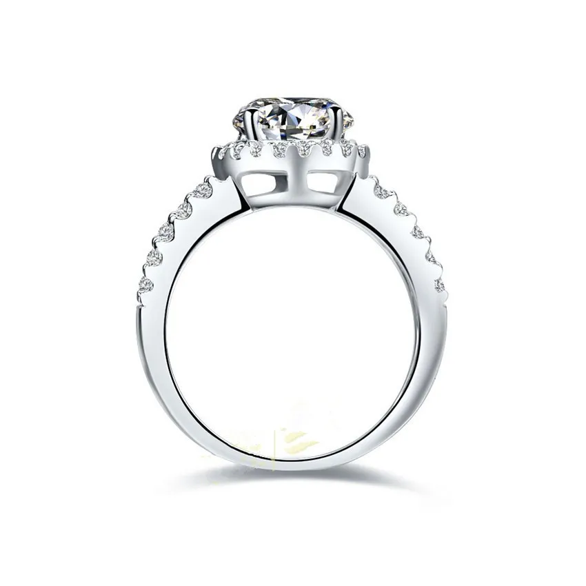 Solid Platinum PT950 Ring 2CT Brilliant Moissanite Engagement Ring lovely Birthday Jewelry Gift For Her Statement Finger Ring 5