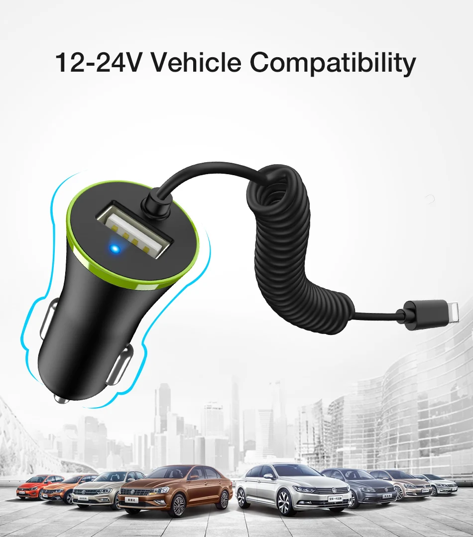 universal car charger 5V2.4A Fast USB Port Mobile Phone car-charger With Cable For iPhone 6 7 6S 8 Plus For Samsung S8 7 (4)