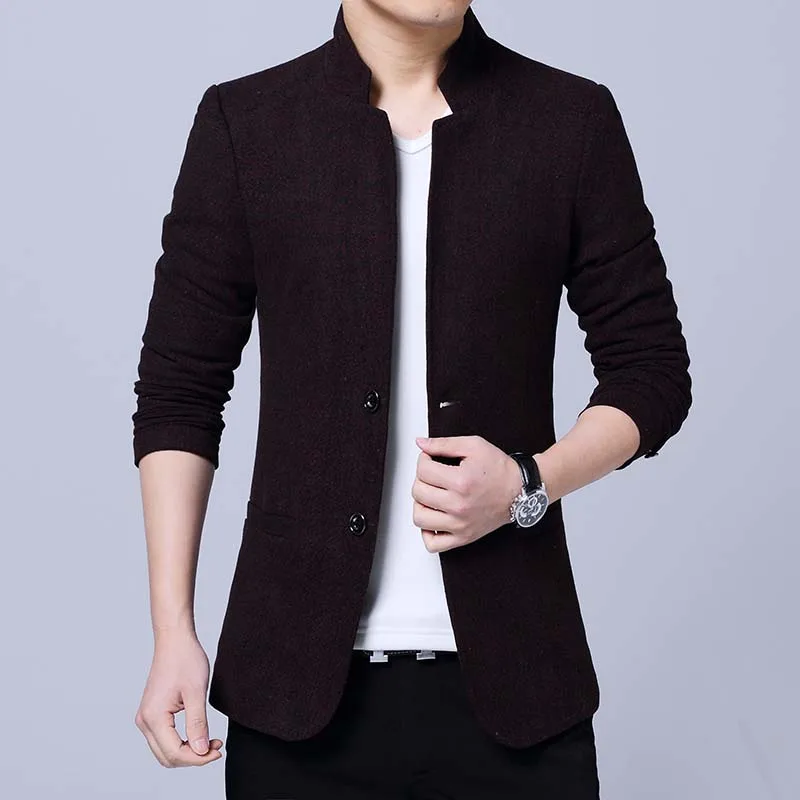 

MarKyi plus size 5xl long sleeve men cotton blazer wool blazer men 2019 new arrival mens blazer jacket